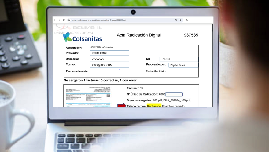 Revisión del estado de las actas de radicación digital de tus cuentas.